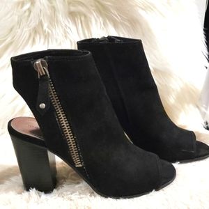 Madden Girl Open toe booties, open heel, side zipper, size 7M